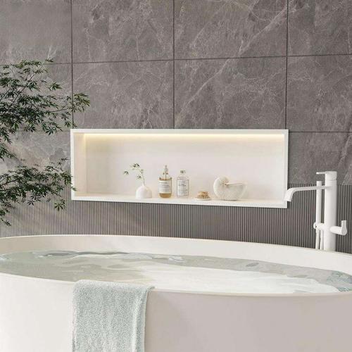 White wall mounted shower niche